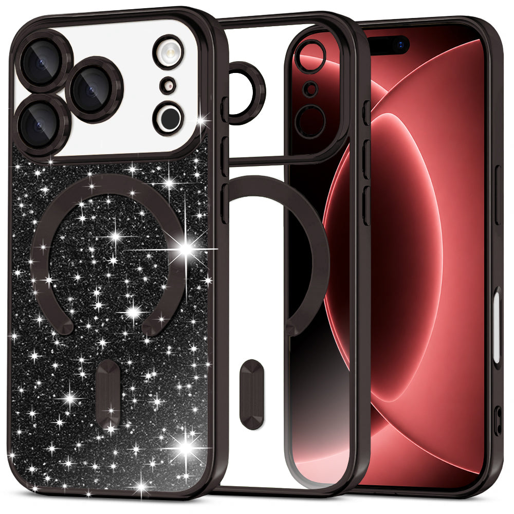 Θήκη MagSafe για Apple iPhone 18 Pro Max / 17 Pro Max, Techsuit, Luxury Glitter, Μαύρη