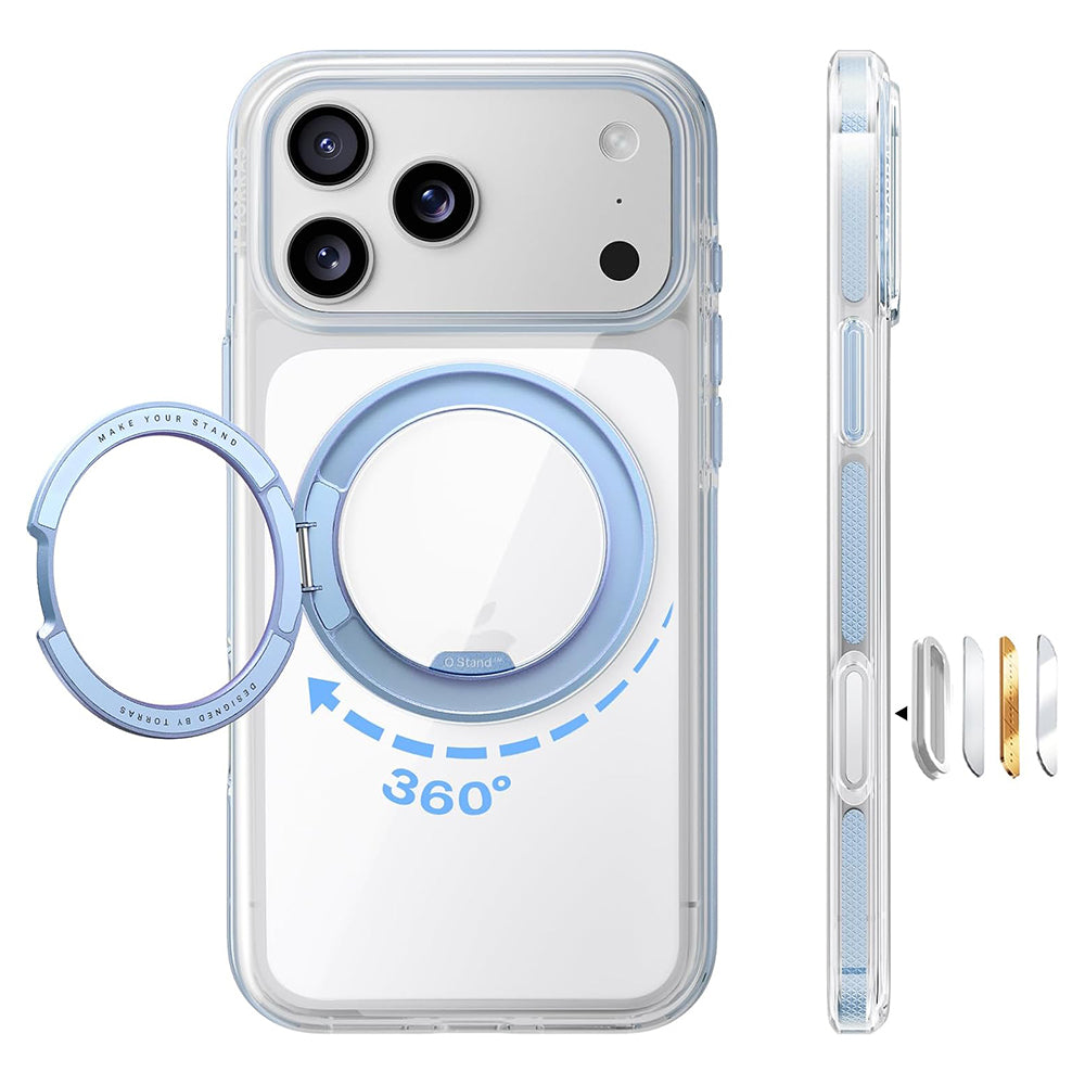 Θήκη MagSafe για Apple iPhone 18 Pro Max / 17 Pro Max, Torras, Ostand O3 Light, Μπλε