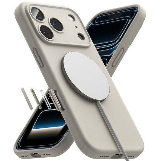Θήκη MagSafe για Apple iPhone 18 Pro Max, Ringke, Σιλικόνη, Κρεμ