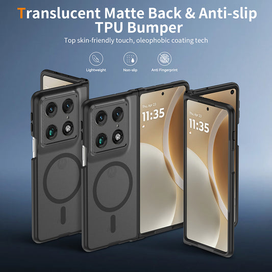 Θήκη MagSafe για Motorola Razr Fold, Techsuit, PureFrost, Μαύρο Σατινέ