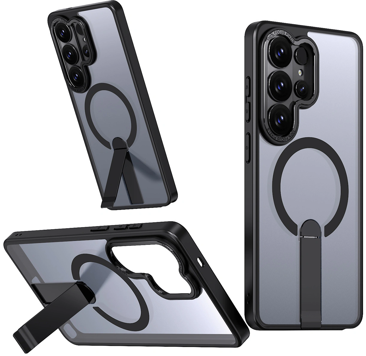 Θήκη MagSafe για Samsung Galaxy S26 S942, Hybrid Armor, X με Βάση, Μαύρη