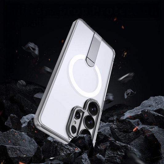 MagSafe Case for Samsung Galaxy S26 S942, Hybrid Armor, X with Stand, Transparent