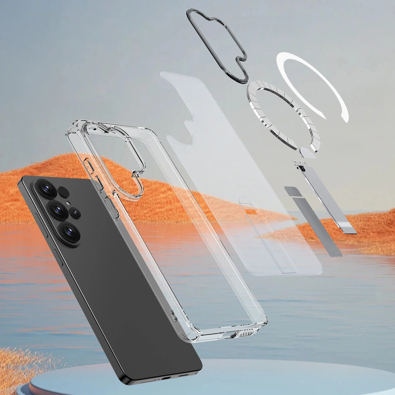 Θήκη MagSafe για Samsung Galaxy S26 Ultra S948, Hybrid Armor, X με Βάση, Διαφανής