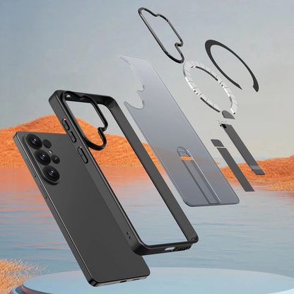 Θήκη MagSafe για Samsung Galaxy S26 S942, Hybrid Armor, X με Βάση, Μαύρη