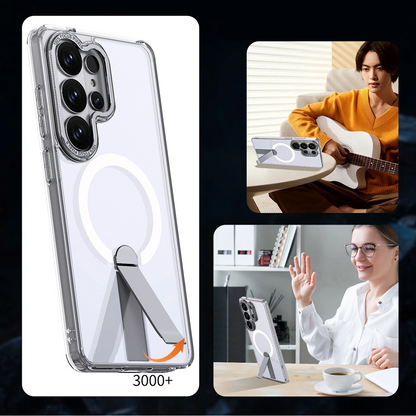 Θήκη MagSafe για Samsung Galaxy S26 S942, Hybrid Armor, X με Βάση, Διαφανής