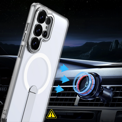 Θήκη MagSafe για Samsung Galaxy S26 S942, Hybrid Armor, X με Βάση, Διαφανής