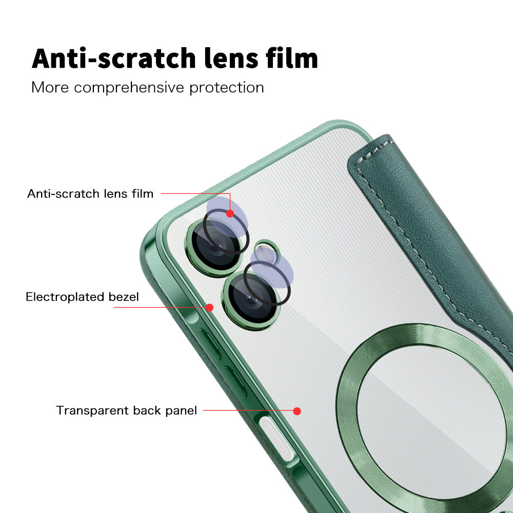 MagSafe Case for Samsung Galaxy A06 A065, Techsuit, SmartMag Book, Green