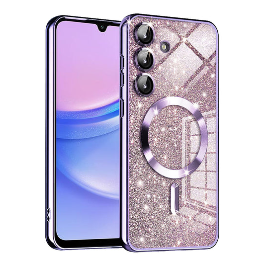 Θήκη MagSafe για Samsung Galaxy A15 5G A156 / A15 A155, Techsuit, Luxury Glitter, Ανοιχτό Μωβ