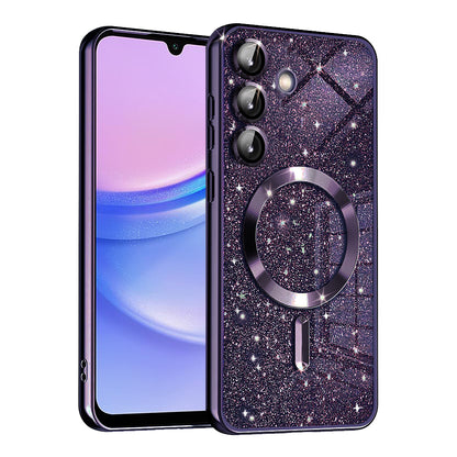 Θήκη MagSafe για Samsung Galaxy A15 5G A156 / A15 A155, Techsuit, Luxury Glitter, Σκούρο Μωβ
