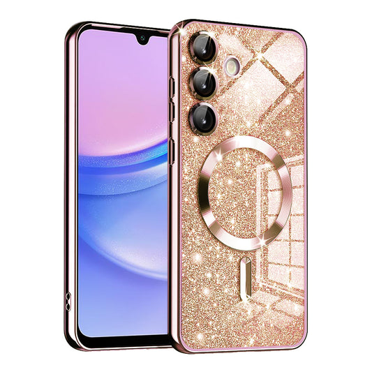 Θήκη MagSafe για Samsung Galaxy A15 5G A156 / A15 A155, Techsuit, Luxury Glitter, Ροζ Χρυσό