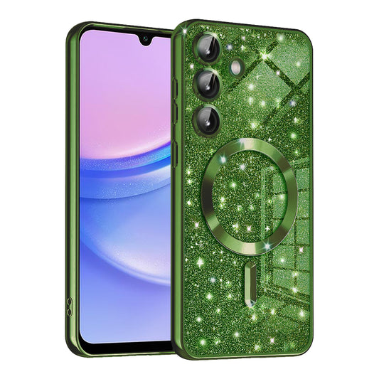 Θήκη MagSafe για Samsung Galaxy A15 5G A156 / A15 A155, Techsuit, Luxury Glitter, Σκούρο Πράσινο