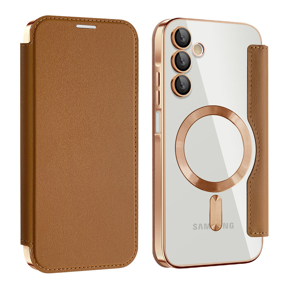 Θήκη MagSafe για Samsung Galaxy A15 5G A156 / A15 A155, Techsuit, SmartMag Book, Καφέ