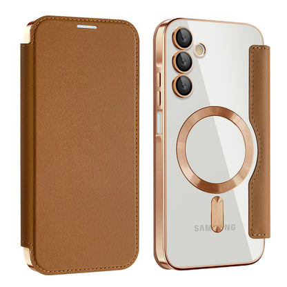 Θήκη MagSafe για Samsung Galaxy A15 5G A156 / A15 A155, Techsuit, SmartMag Book, Καφέ