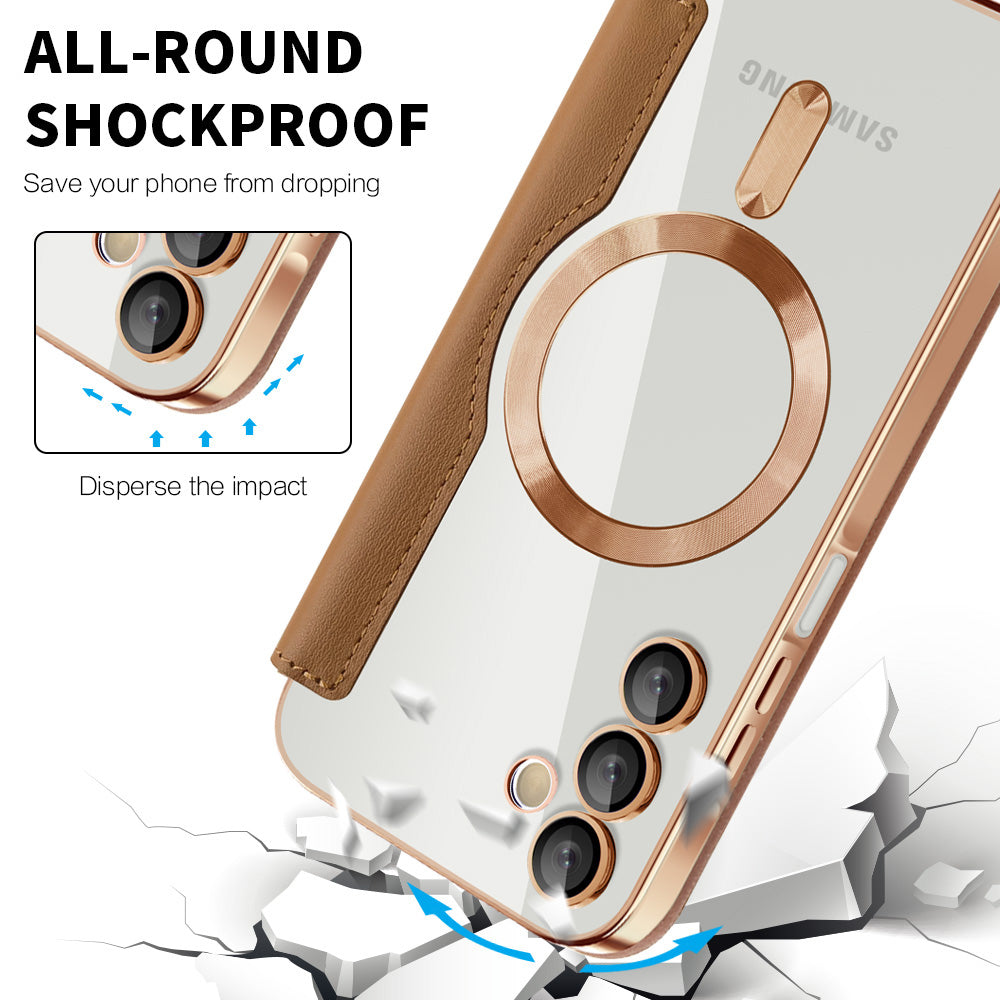 Θήκη MagSafe για Samsung Galaxy A15 5G A156 / A15 A155, Techsuit, SmartMag Book, Καφέ