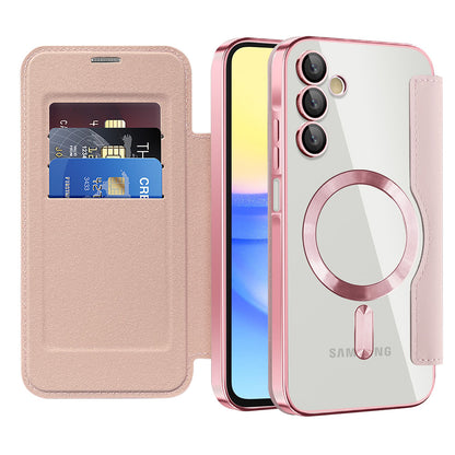 Θήκη MagSafe για Samsung Galaxy A15 5G A156 / A15 A155, Techsuit, SmartMag Book, Ροζ