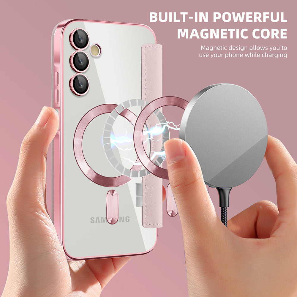 Θήκη MagSafe για Samsung Galaxy A15 5G A156 / A15 A155, Techsuit, SmartMag Book, Ροζ