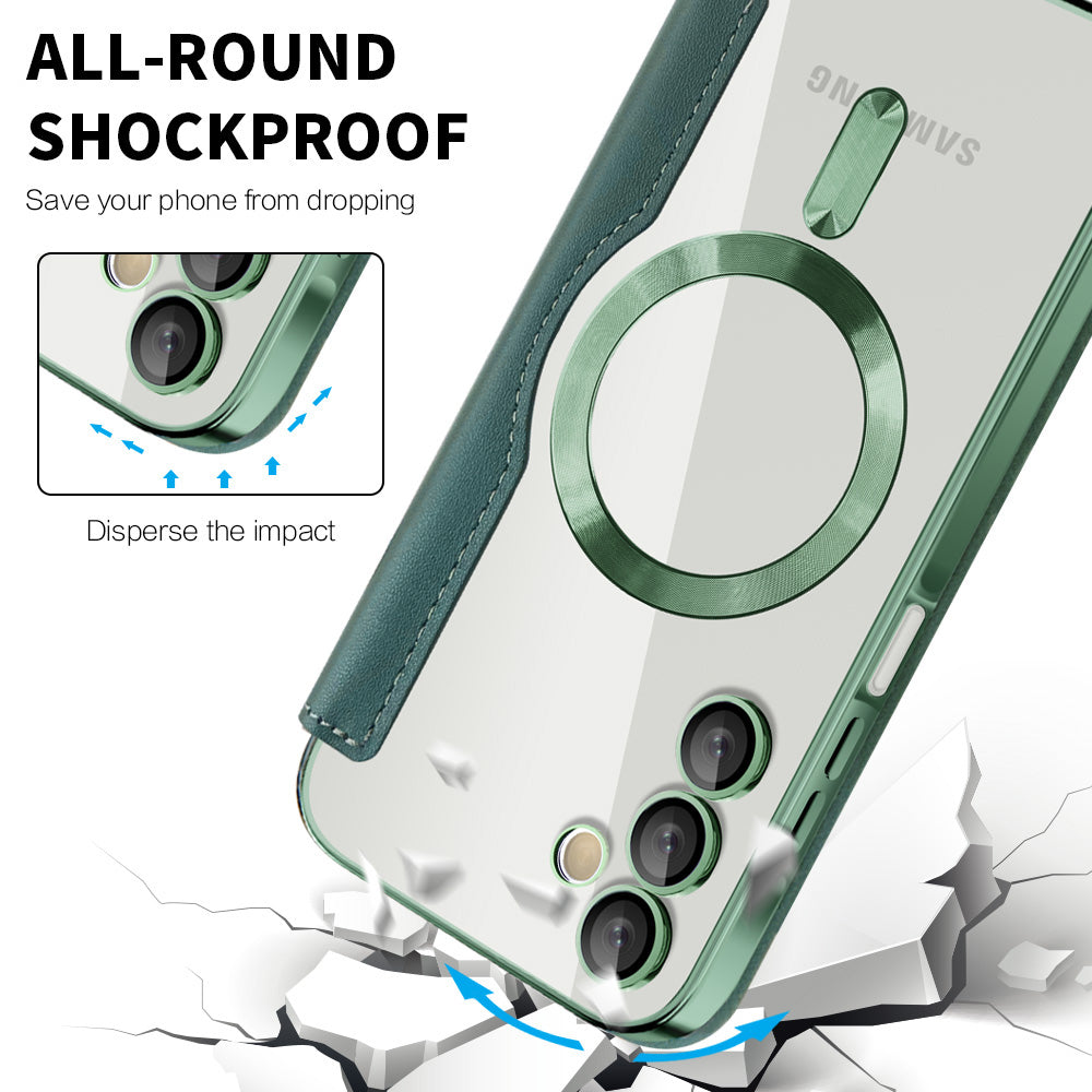 Θήκη MagSafe για Samsung Galaxy A15 5G A156 / A15 A155, Techsuit, SmartMag Book, Πράσινο