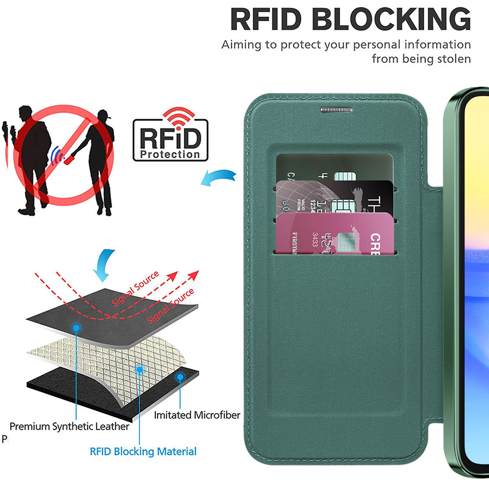 Θήκη MagSafe για Samsung Galaxy A15 5G A156 / A15 A155, Techsuit, SmartMag Book, Πράσινο