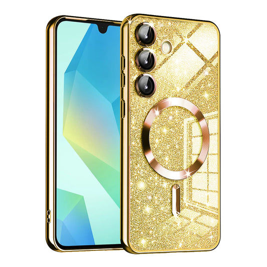 Θήκη MagSafe για Samsung Galaxy A16 5G A166 / A16 4G A165, Techsuit, Luxury Glitter, Χρυσή