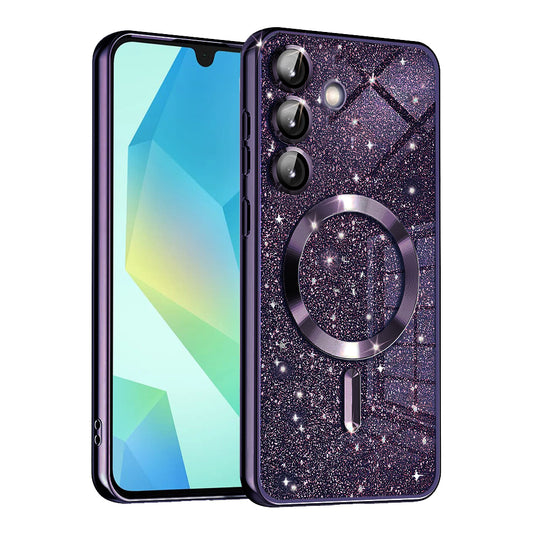 Θήκη MagSafe για Samsung Galaxy A16 5G A166 / A16 4G A165, Techsuit, Luxury Glitter, Σκούρο Μωβ