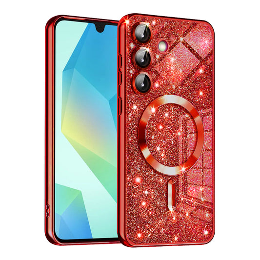 Θήκη MagSafe για Samsung Galaxy A16 5G A166 / A16 4G A165, Techsuit, Luxury Glitter, Κόκκινο