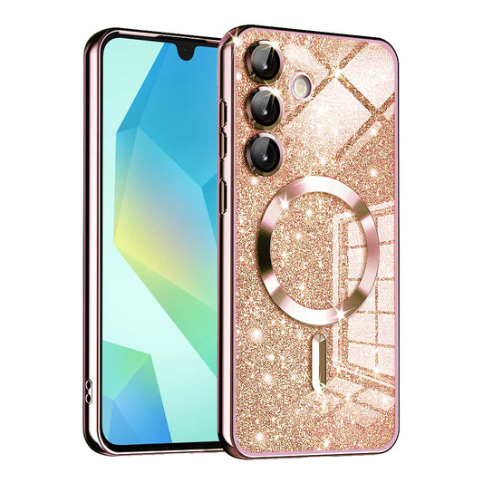 Θήκη MagSafe για Samsung Galaxy A16 5G A166 / A16 4G A165, Techsuit, Luxury Glitter, Ροζ Χρυσό