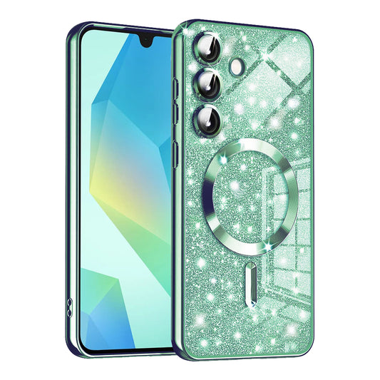 Θήκη MagSafe για Samsung Galaxy A16 5G A166 / A16 4G A165, Techsuit, Luxury Glitter, Ανοιχτό Πράσινο
