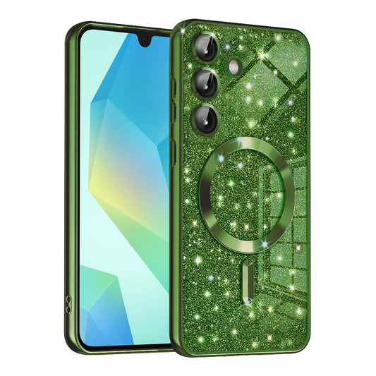 Θήκη MagSafe για Samsung Galaxy A16 5G A166 / A16 4G A165, Techsuit, Luxury Glitter, Σκούρο Πράσινο