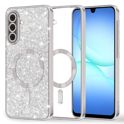 MagSafe Case for Samsung Galaxy A17 4G / A17 5G, Techsuit, Luxury Glitter, Silver