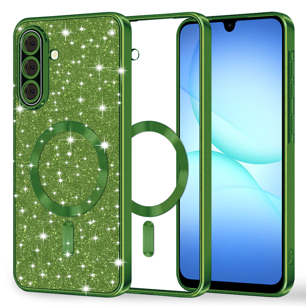 Θήκη MagSafe για Samsung Galaxy A17 4G / A17 5G, Techsuit, Luxury Glitter, Σκούρο Πράσινο