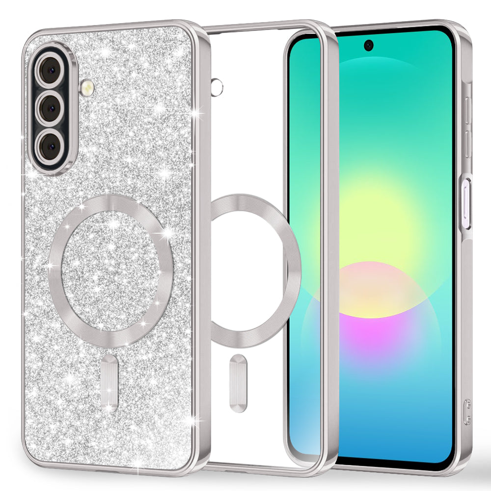 Θήκη MagSafe για Samsung Galaxy A27 5G, Techsuit, Luxury Glitter, Ασημί