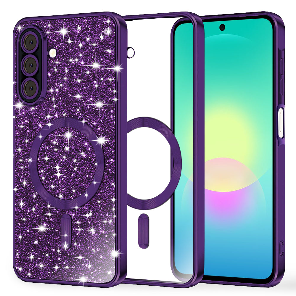 Θήκη MagSafe για Samsung Galaxy A27 5G, Techsuit, Luxury Glitter, Σκούρο Μωβ