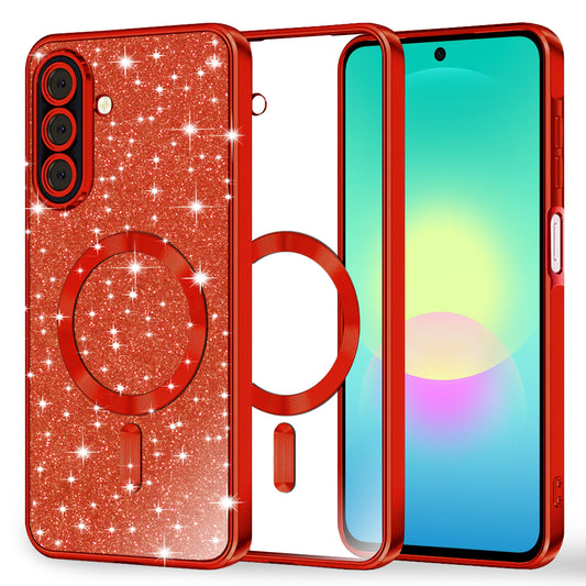 MagSafe Case for Samsung Galaxy A27 5G, Techsuit, Luxury Glitter, Red