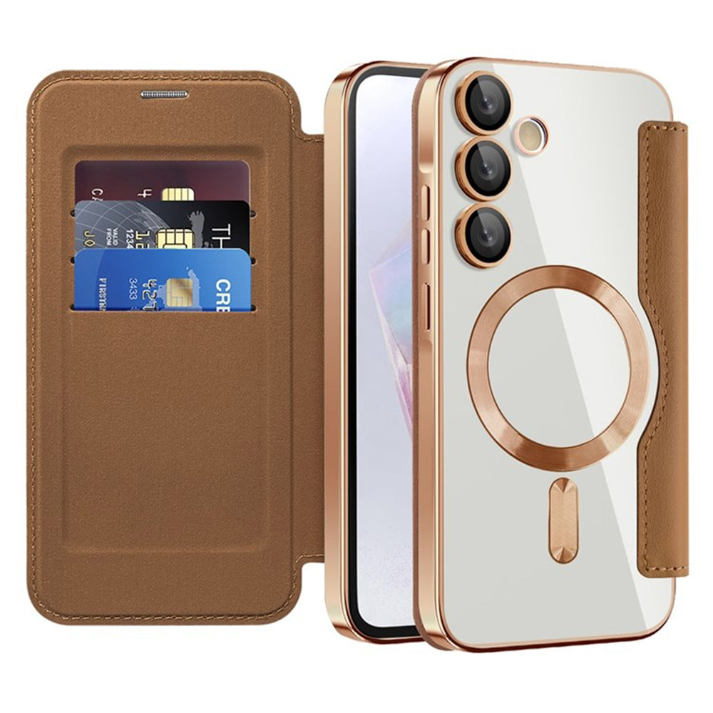Θήκη MagSafe για Samsung Galaxy A35 5G A356, Techsuit, SmartMag Book, Καφέ
