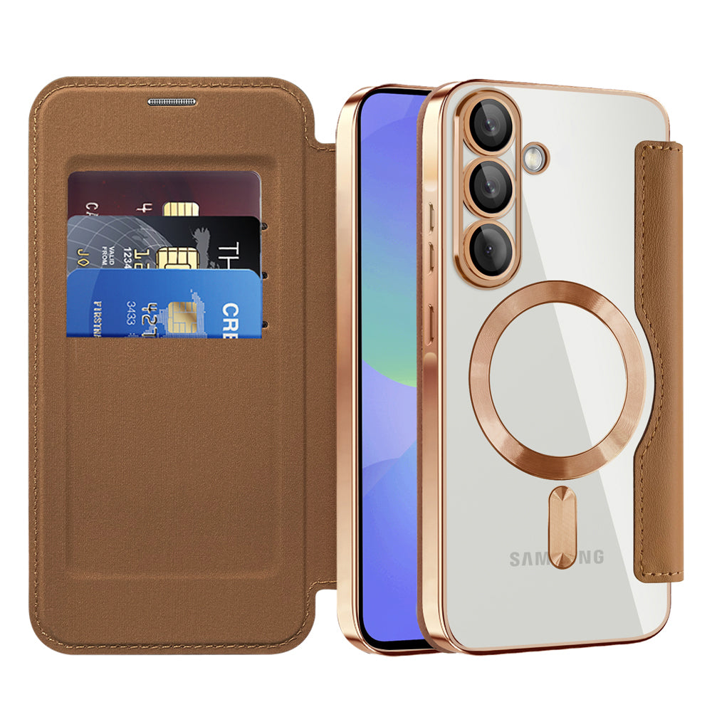Θήκη MagSafe για Samsung Galaxy A36 A366, Techsuit, SmartMag Book, Καφέ