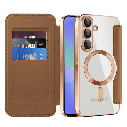 Θήκη MagSafe για Samsung Galaxy A36 A366, Techsuit, SmartMag Book, Καφέ