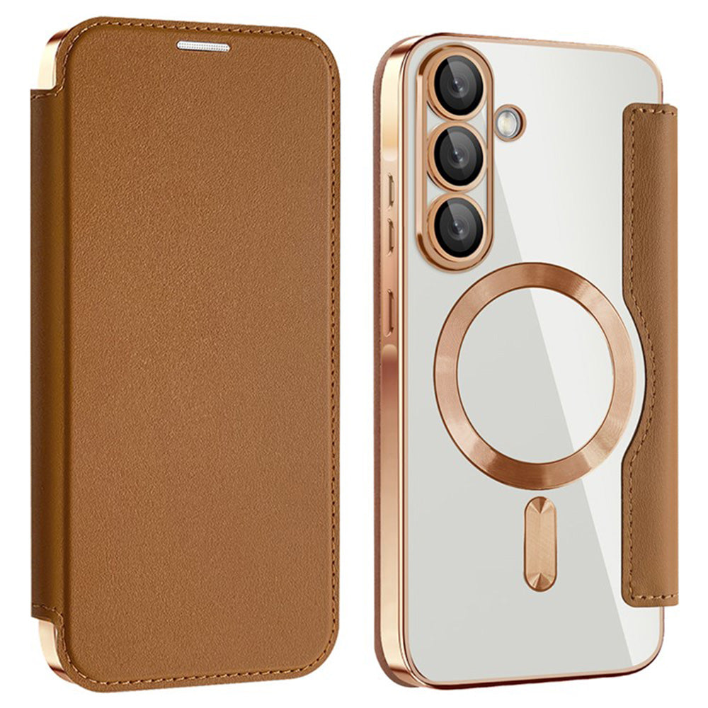 Θήκη MagSafe για Samsung Galaxy A36 A366, Techsuit, SmartMag Book, Καφέ