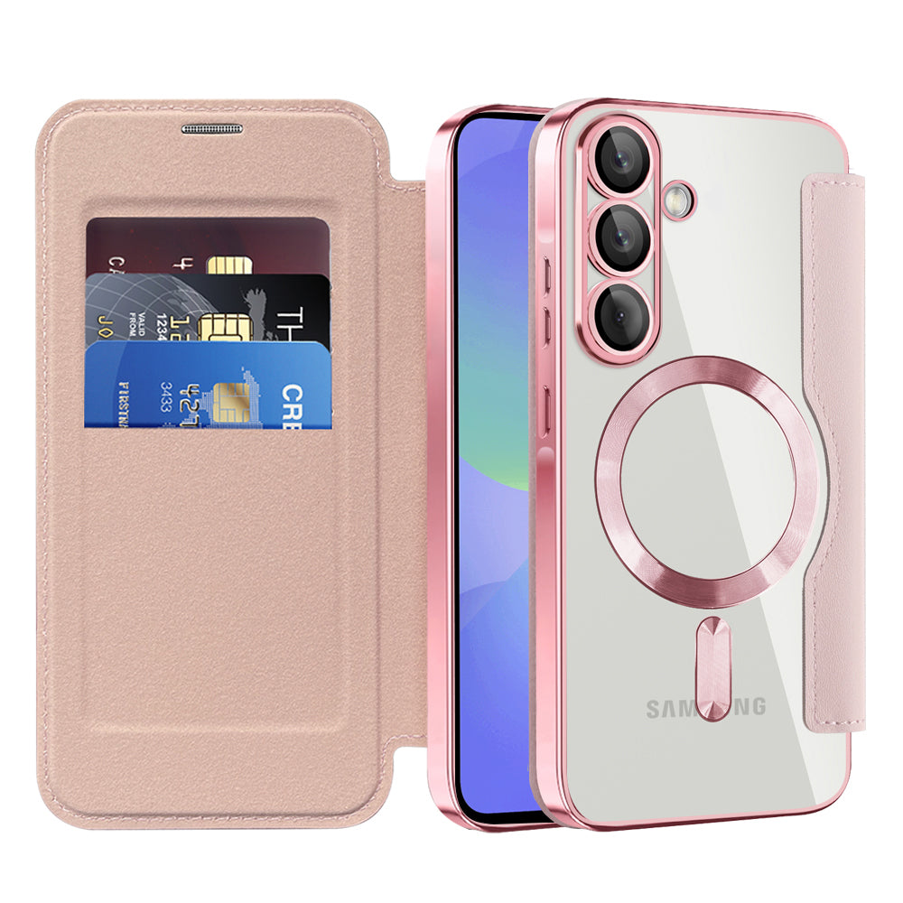 Θήκη MagSafe για Samsung Galaxy A36 A366, Techsuit, SmartMag Book, Ροζ