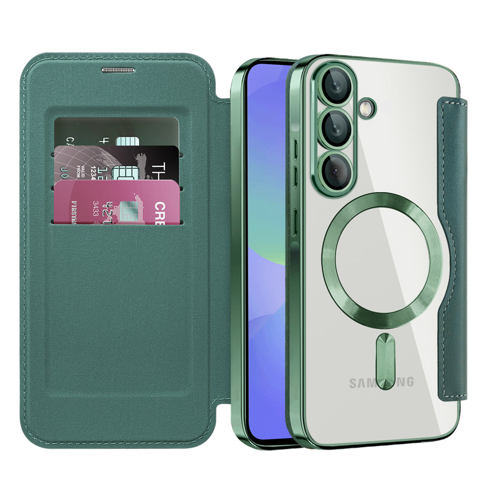 Θήκη MagSafe για Samsung Galaxy A36 A366, Techsuit, SmartMag Book, Πράσινο
