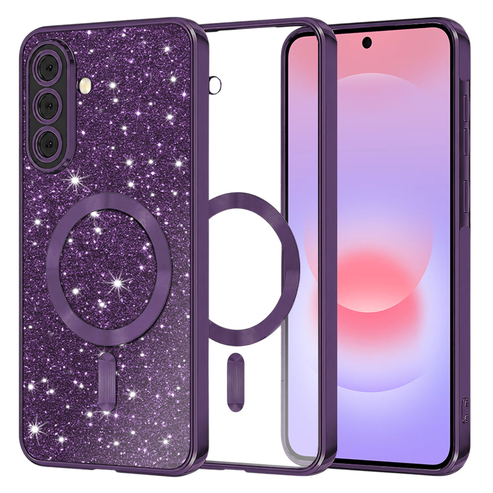 Θήκη MagSafe για Samsung Galaxy A37 5G, Techsuit, Luxury Glitter, Σκούρο Μωβ