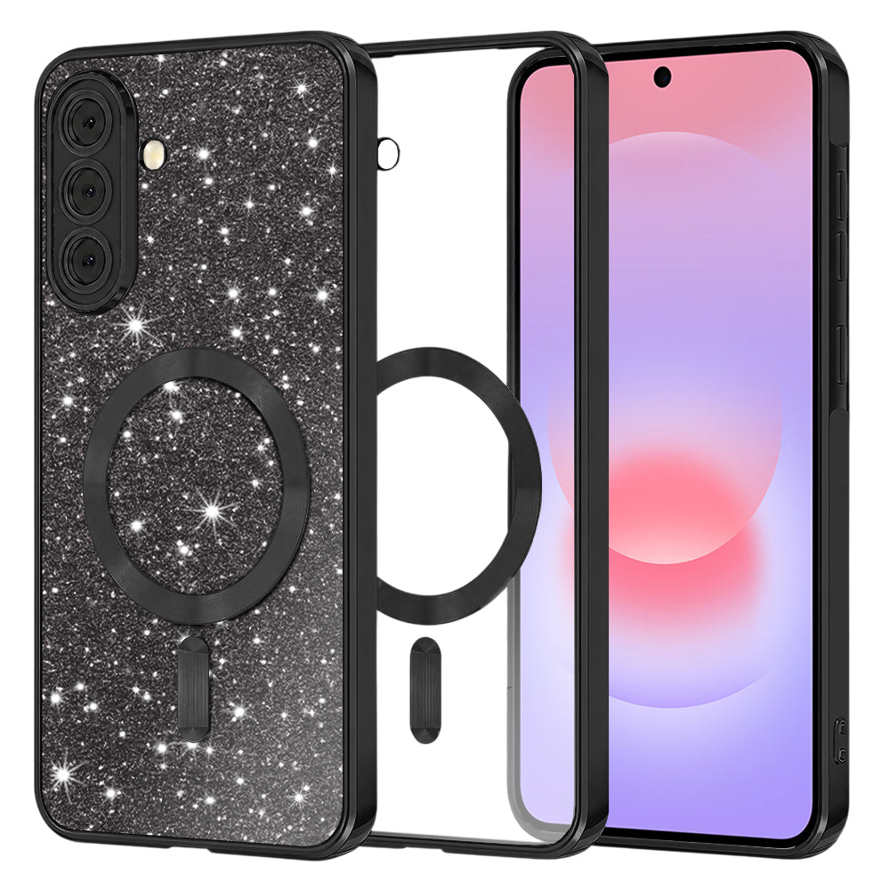 MagSafe Case for Samsung Galaxy A37 5G, Techsuit, Luxury Glitter, Black