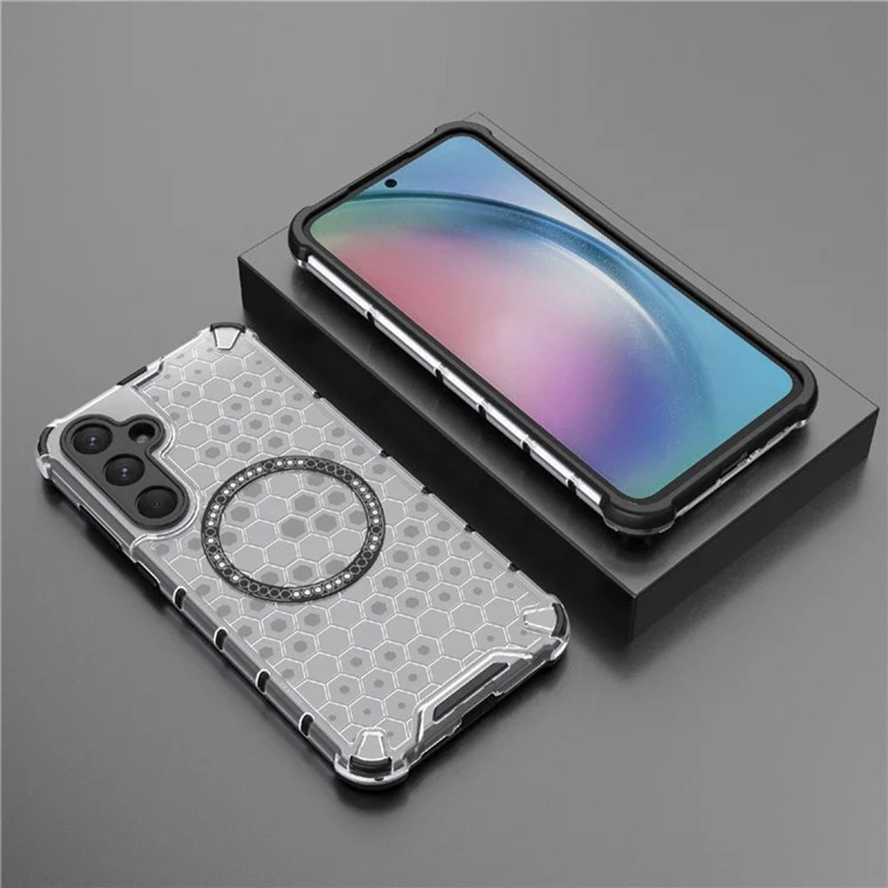 Θήκη MagSafe για Samsung Galaxy A55 5G A556, Techsuit, HoneyComb Shield, Λευκή