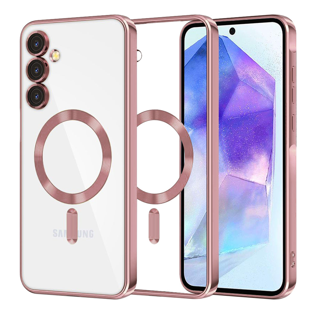MagSafe Case for Samsung Galaxy A55 5G A556, Techsuit, Luxury Crystal, Pink