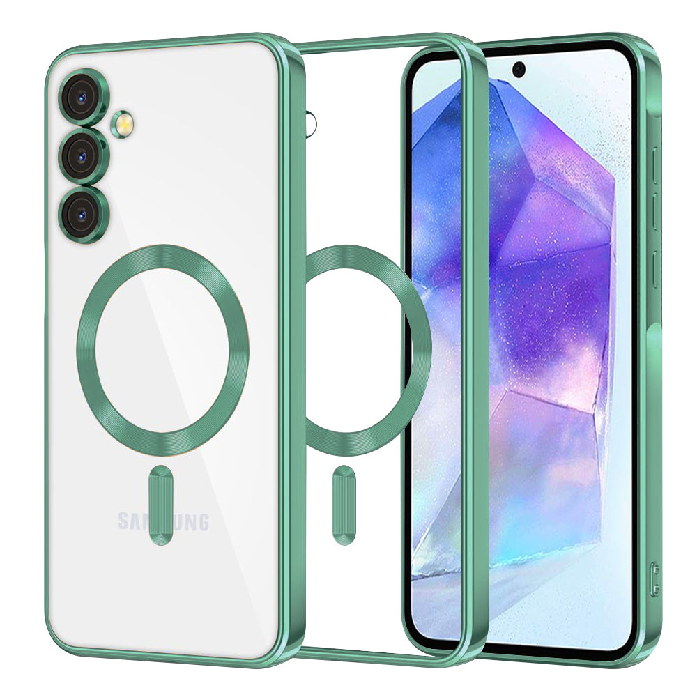 MagSafe Case for Samsung Galaxy A55 5G A556, Techsuit, Luxury Crystal, Light Green