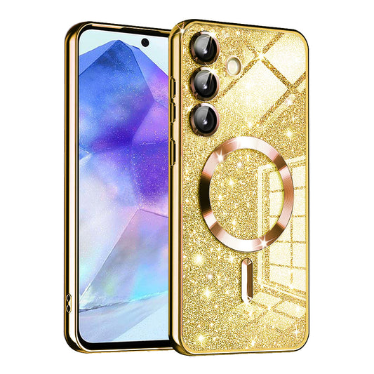 Θήκη MagSafe για Samsung Galaxy A55 5G A556, Techsuit, Luxury Glitter, Χρυσή