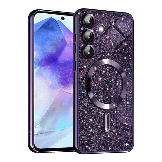 Θήκη MagSafe για Samsung Galaxy A55 5G A556, Techsuit, Luxury Glitter, Σκούρο Μωβ