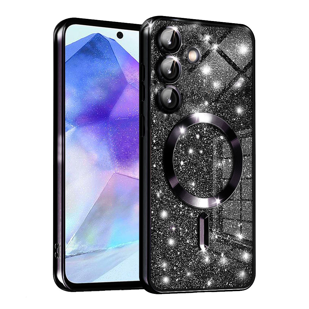 MagSafe Case for Samsung Galaxy A55 5G A556, Techsuit, Luxury Glitter, Black
