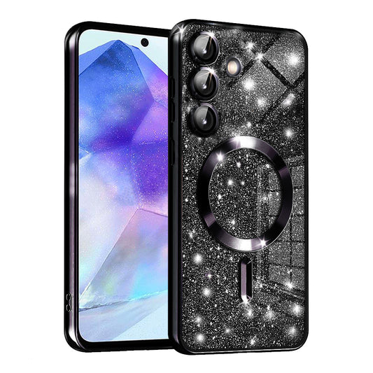 Θήκη MagSafe για Samsung Galaxy A55 5G A556, Techsuit, Luxury Glitter, Μαύρη