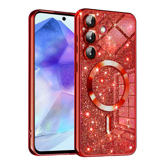 Θήκη MagSafe για Samsung Galaxy A55 5G A556, Techsuit, Luxury Glitter, Κόκκινη
