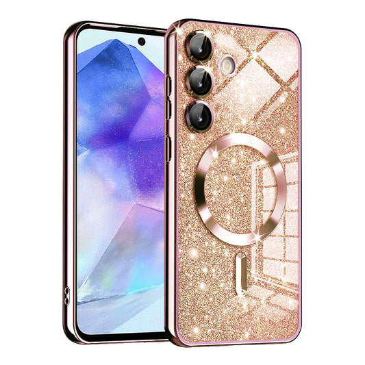Θήκη MagSafe για Samsung Galaxy A55 5G A556, Techsuit, Luxury Glitter, Ροζ Χρυσό